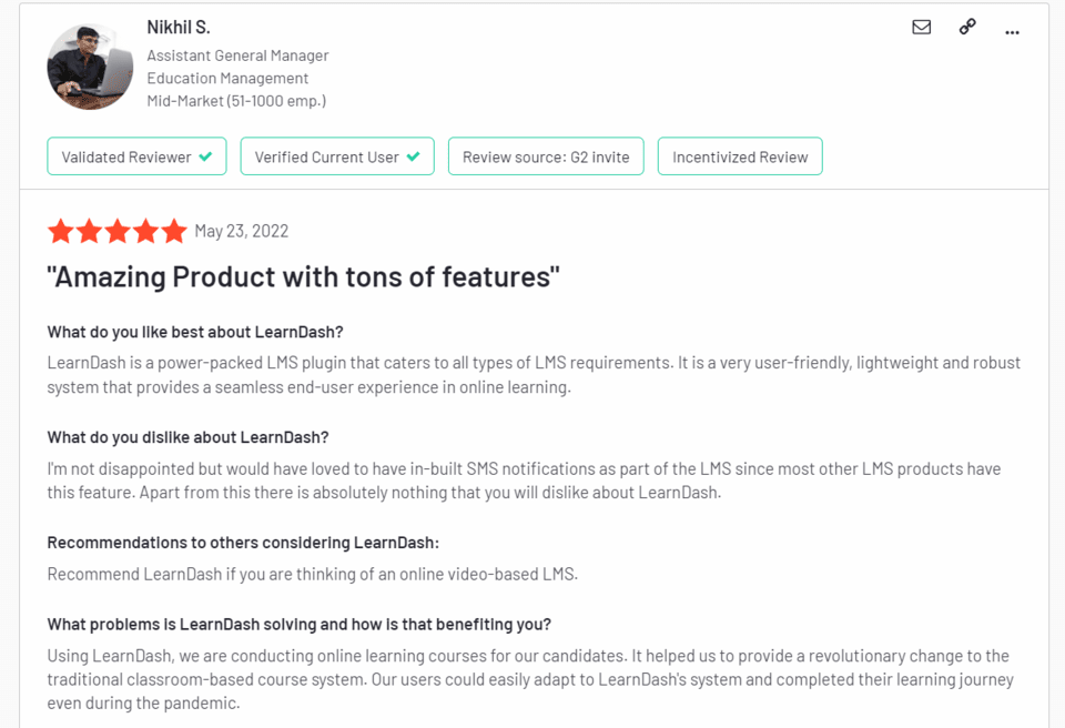 learndash user reviews