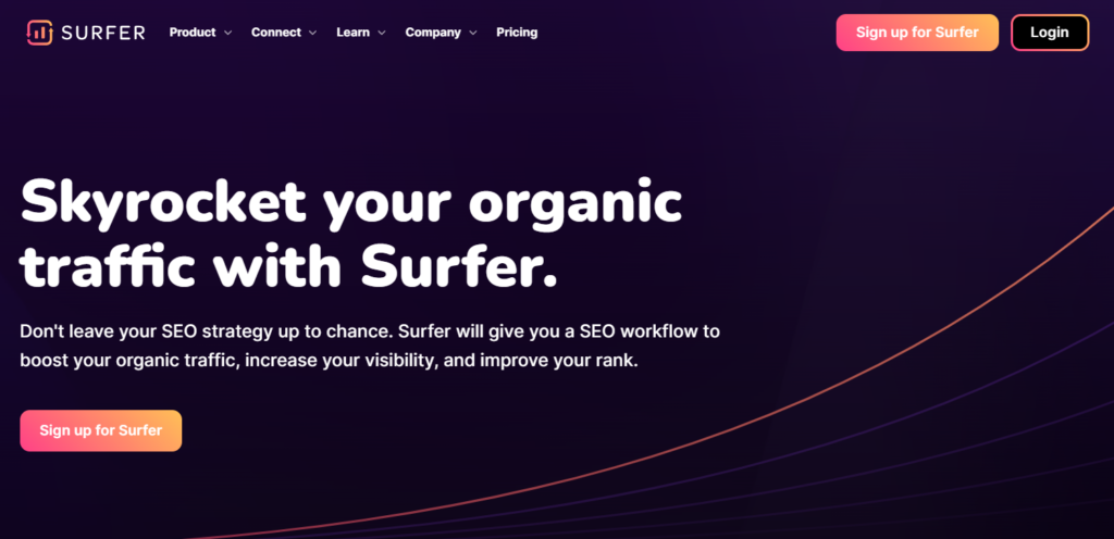 Skyrocket your organic traffic with Surfer SEO.