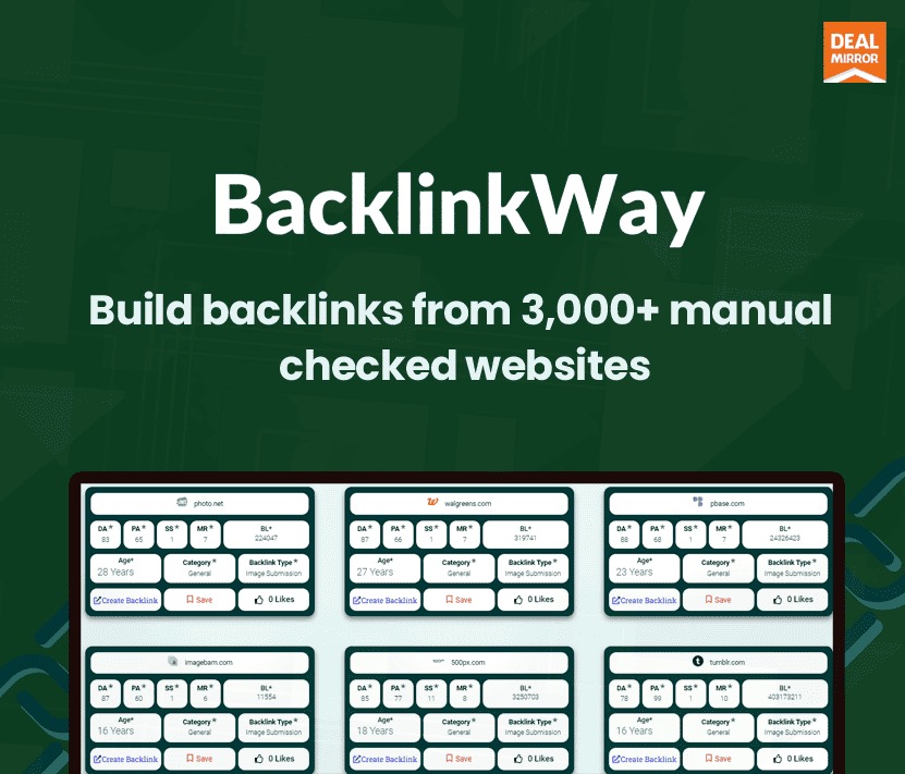 Backlinkway offers the Best DealMirror Black Friday deals to build backlinks from 3000 manual checked websites.