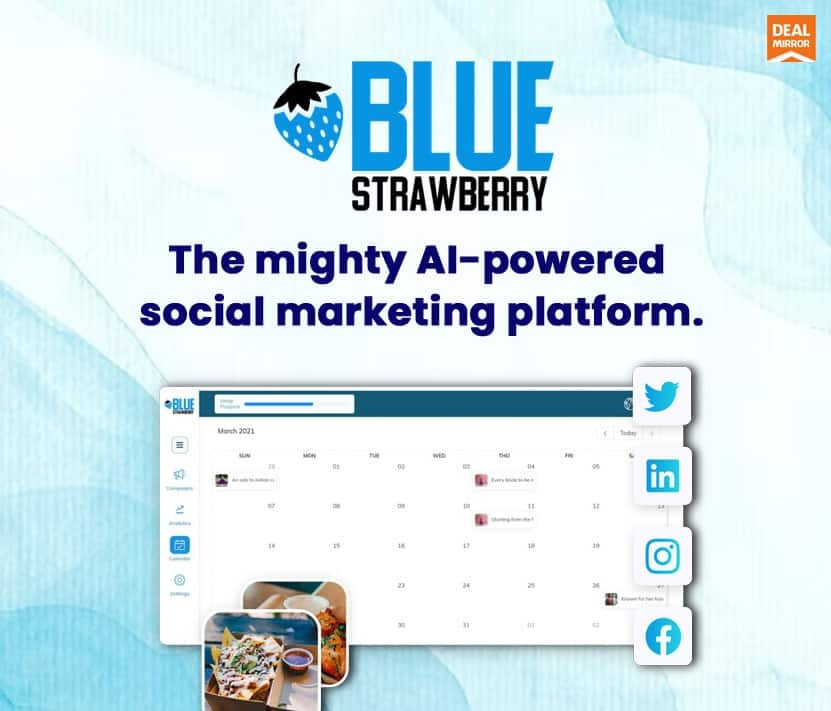 Blue strawberry, the powerful AI social marketing platform for Best DealMirror Black Friday deals.
