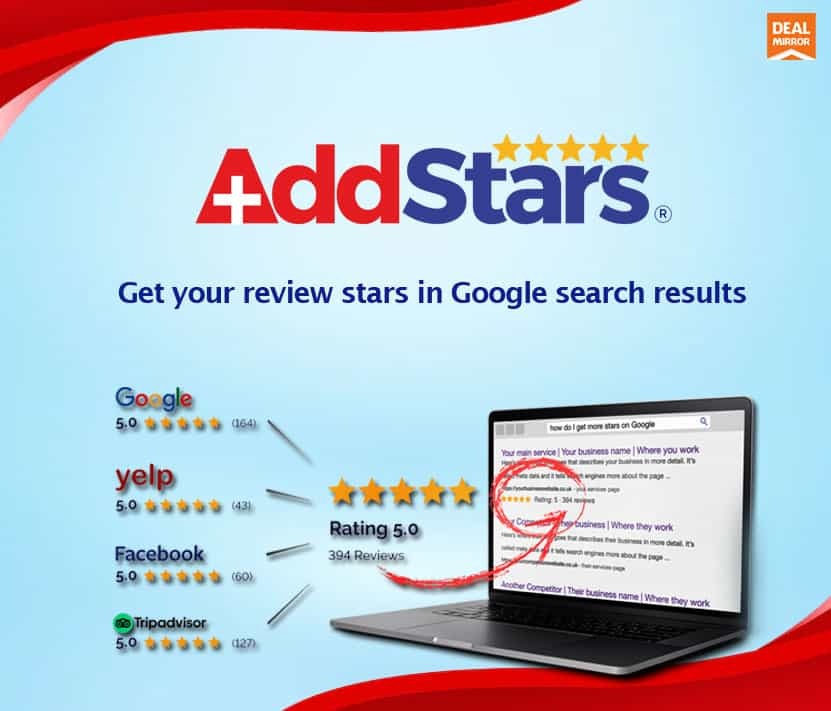 Add stars to boost your review ratings on Google search results.