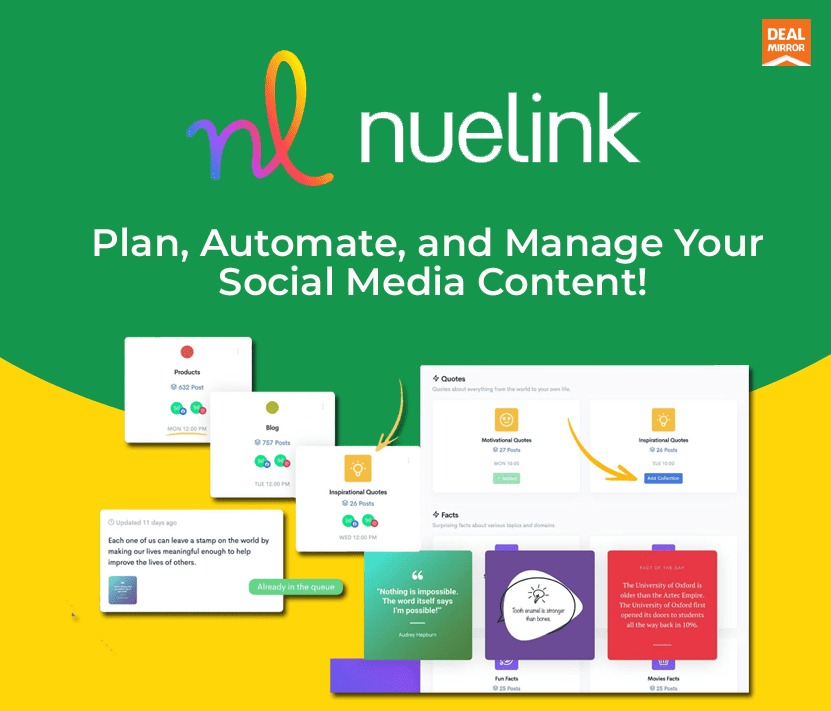 Nuelink helps automate and manage your social content, offering the Best DealMirror Black Friday deals.