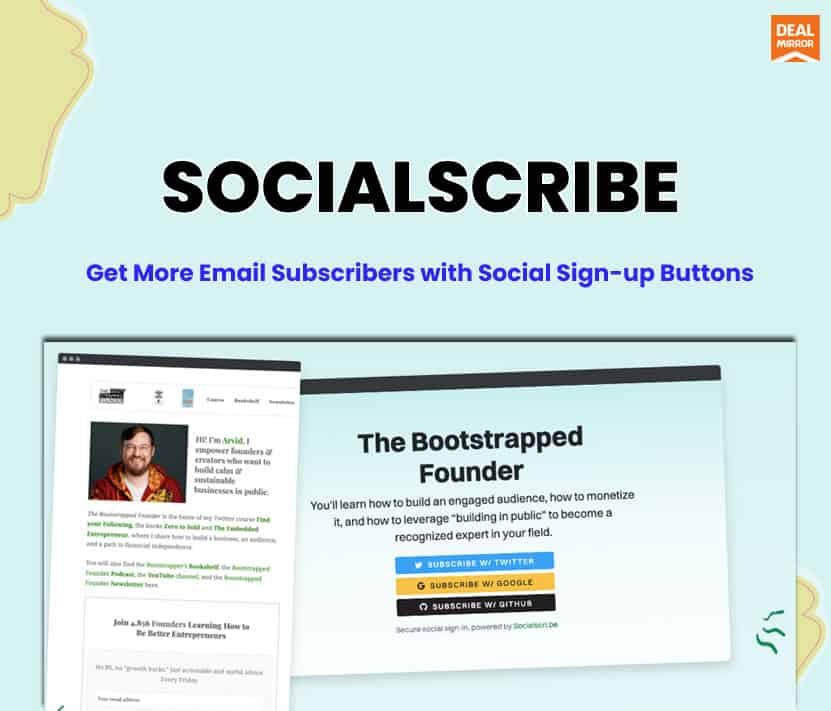 Get more email subscribers with Socialscribe's social signup buttons, the Best DealMirror Black Friday deals are sure to help boost your conversion rate.