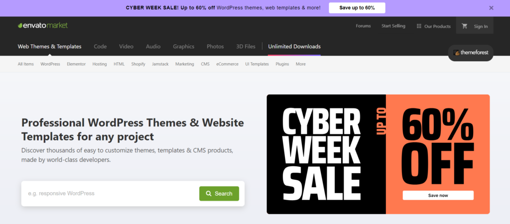 Themeforest Black Friday 2023 - 60% Off on Themes & Website Templates