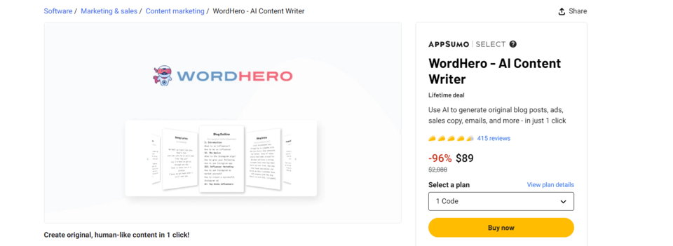 wordhero - Best Ai Content writing Tools