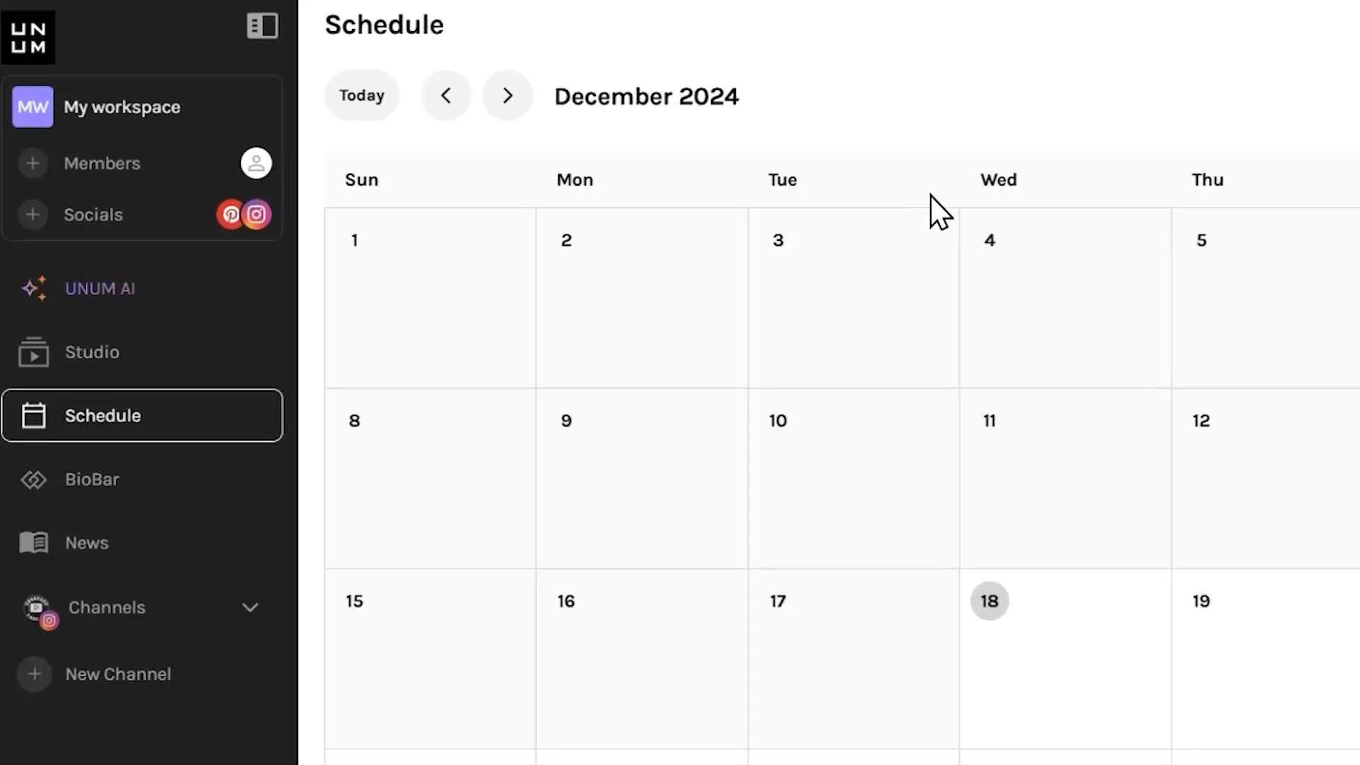 Content scheduling feature in UNUM